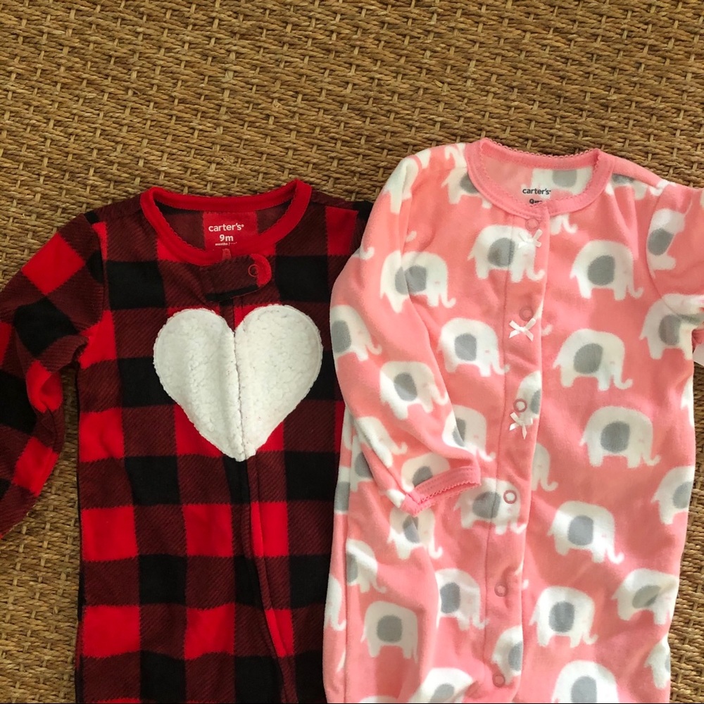 NWT. Carter’s fleece onesies. Size 9 months.